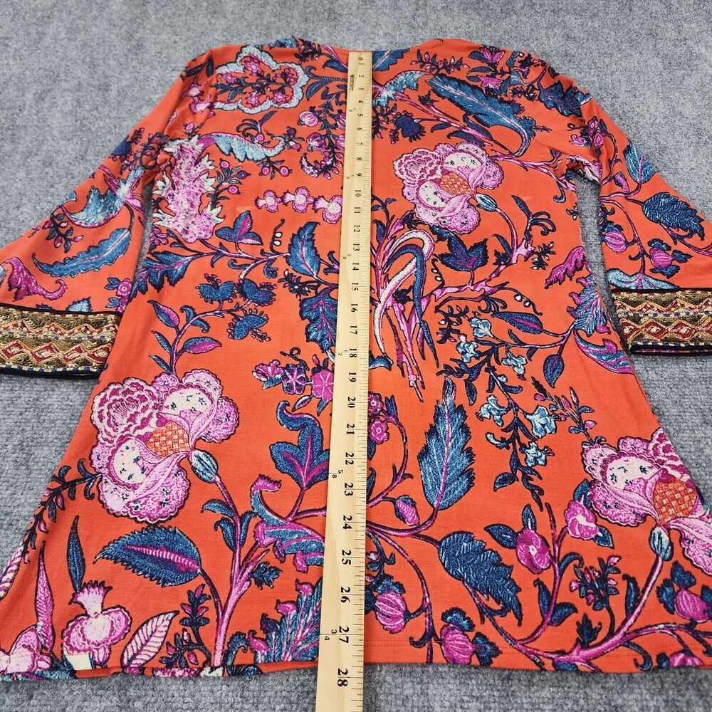 Soft Surroundings Top Womens XS Floral Sequin Embroidered 3/4 Sleeve Boho Tunic - Picture 6 of 16